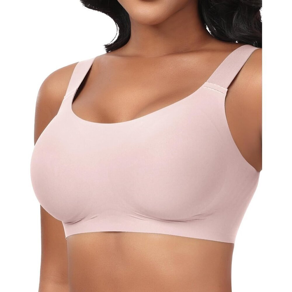 🆕Women Pink Nylon Wireless Full Coverage Seamless Padded   T-Shirt Bra